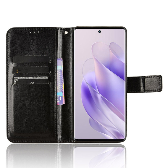 Cu clapetă pentru Infinix Zero 30 5G, Crazy Horse Wallet, negru