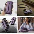 Husă CASEME pentru Samsung Galaxy A55 5G, RFID Leather Wallet, cu curea de umăr, violet