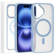 Husă pentru iPhone 16, pentru MagSafe, ERBORD Matt Case, transparent / albastru + sticlă pentru ecran