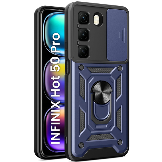 Husă blindată pentru Infinix Hot 50 Pro 4G, CamShield Slide, albastru