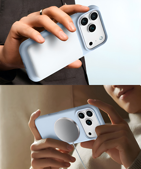 Manșon din silicon pentru iPhone 17 Pro, pentru MagSafe, antișoc, albastru