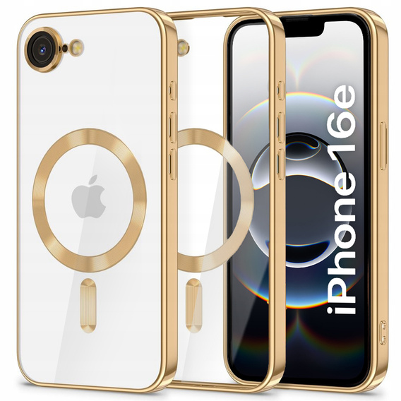 Husă pentru iPhone 16E, Electro MagSafe, de aur + Sticlă pentru ecran