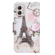 Cu clapetă pentru Motorola Moto G73 5G, Wallet, Eiffel Tower, alb
