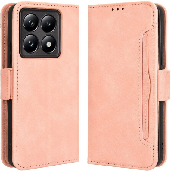Cu clapetă pentru Xiaomi 14T Pro, Card Slot, roz