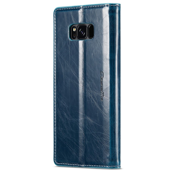 Carcasă flip CASEME pentru Samsung Galaxy S8, Waxy Textured, albastru