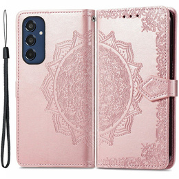 Cu clapetă pentru Samsung Galaxy M35, Mandala, roz rose gold