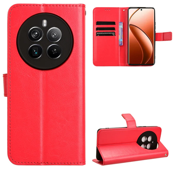 Cu clapetă pentru Realme 12 Pro 5G / 12 Pro+ 5G, Crazy Horse Wallet, roșu