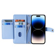Cu clapetă pentru iPhone 14 Pro Max, Wallet Zipper Pocket, albastru