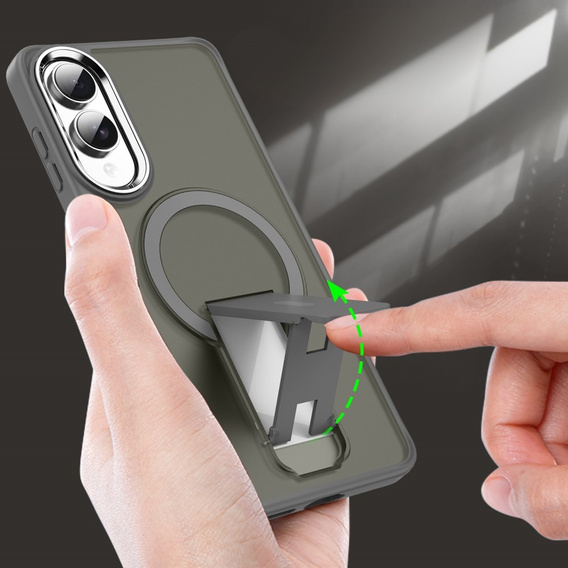 Husă pentru Samsung Galaxy S25 Edge, Kickstand Matt Case, pentru MagSafe, gri titan