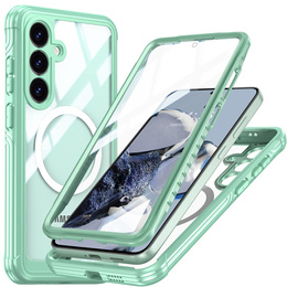 Husă pentru Samsung Galaxy S25 FE, Shockproof, cu sticlă, pentru MagSafe, verde