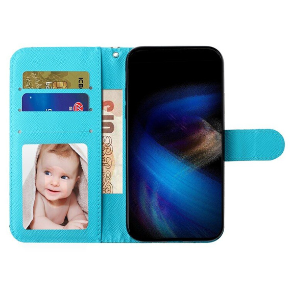 Cu clapetă pentru Xiaomi Redmi 13C / Poco C65, Wallet, Butterflies albastru