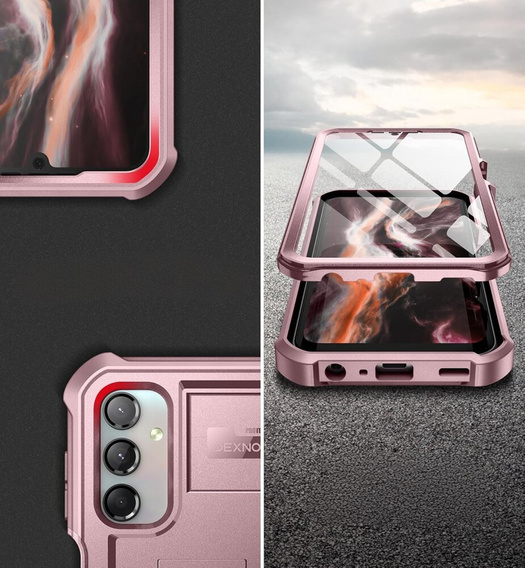 Husă blindată pentru Samsung Galaxy A25, Dexnor Full Body (Two Frames), roz