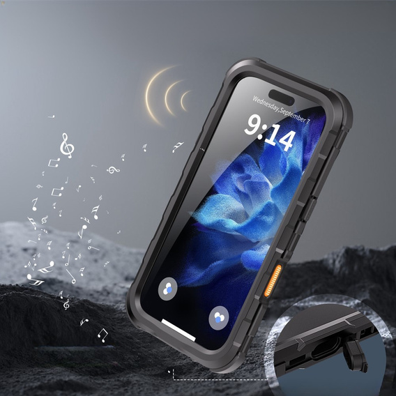 Carcasă impermeabilă IP68 pentru iPhone 16 Pro, SHELLBOX MagSafe, negru