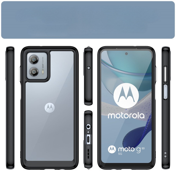 Huse pentru Motorola Moto G53 5G, Fusion Hybrid, transparent / negru