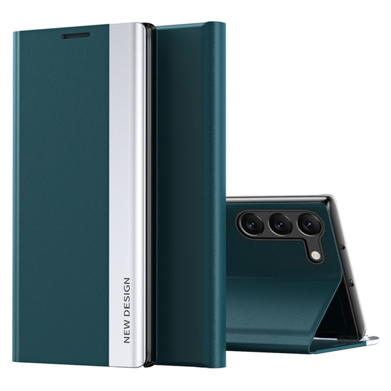 Cu clapetă pentru Samsung Galaxy S23, Side Magnetic, verde
