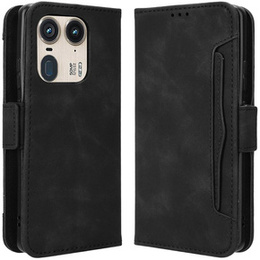 Cu clapetă pentru Motorola Edge 50 Ultra, Card Slot, negru