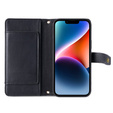 Cu clapetă pentru iPhone 15, Wallet Zipper Pocket, negru