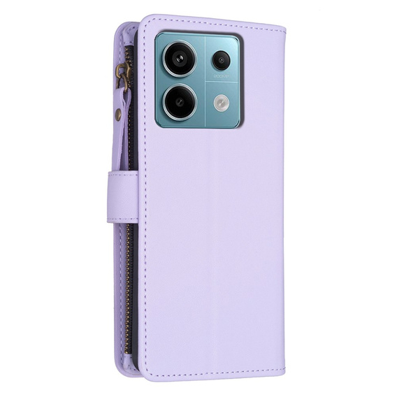 Cu clapetă pentru Xiaomi Redmi Note 13 Pro 4G / Xiaomi Redmi Note 14S / Xiaomi Poco M6 Pro 4G, Wallet Zipper Pocket, violet