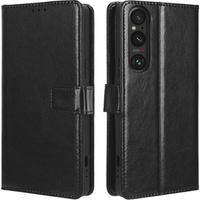 Cu clapetă pentru Sony Xperia 1 V, Crazy Horse Wallet, negru