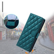 Husă cu clapetă pentru Samsung Galaxy S24 FE, Rhombus Crossbody Leather, verde închis