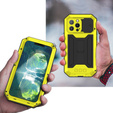 Husă pentru iPhone 13 Pro, R-JUST CamShield Slide, armată, galben / negru