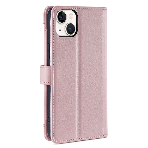 Cu clapetă pentru iPhone 14, Wallet Zipper Pocket, roz