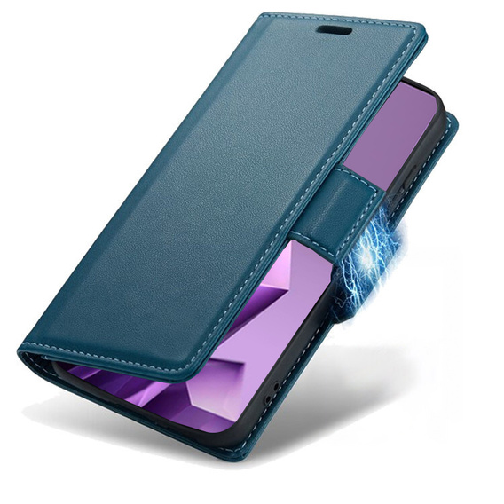 Husă pentru Infinix Note 50 Pro, ERBORD Glossy Litchi, portofel cu clapetă, albastru