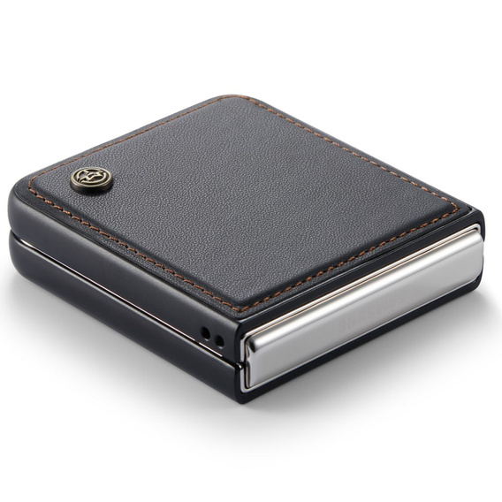 Husă pentru Samsung Galaxy Z Flip6 5G, CASEME Litchi Leather, negru