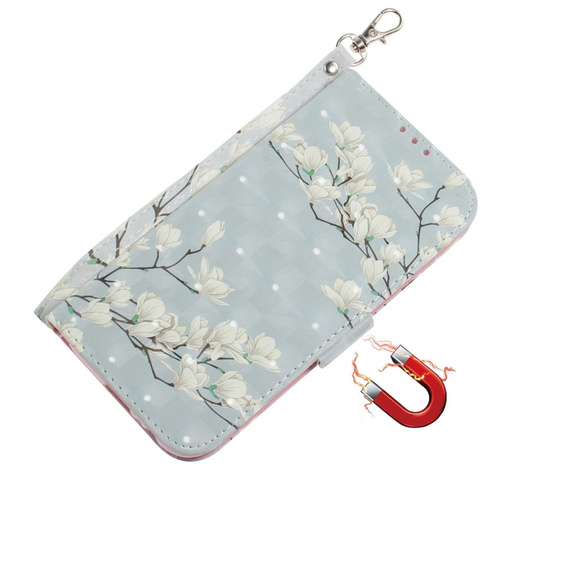 Cu clapetă pentru Xiaomi Redmi Note 13 Pro 5G, Wallet, Magnolia Flowers gri