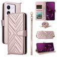 Carcasă cu clapetă pentru Xiaomi Poco M7 Pro 5G, Crossbody Leather Wallet, roz