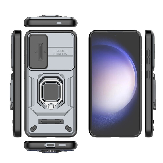 Husă pentru Samsung Galaxy S24, KickStand Camera Lens, gri