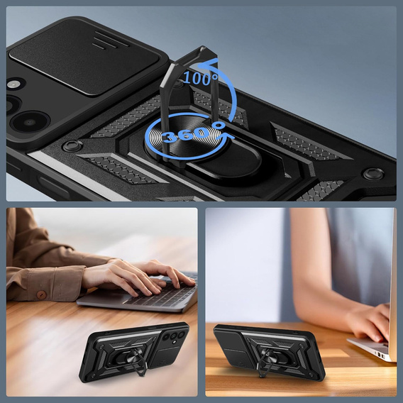 Husă blindată pentru Samsung Galaxy S25 FE, CamShield Slide, negru