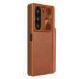 NILLKIN flip case NILLKIN pentru Samsung Galaxy Z Fold6 5G, CamShield Qin Pro, piele, maro