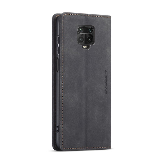 Husa CASEME pentru Xiaomi do Redmi Note 9s / 9 Pro, Leather Wallet Case, negru