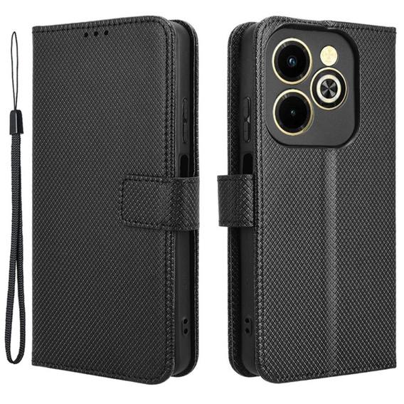 Cu clapetă pentru Infinix Hot 40i, Wallet Smart Magnet, negru