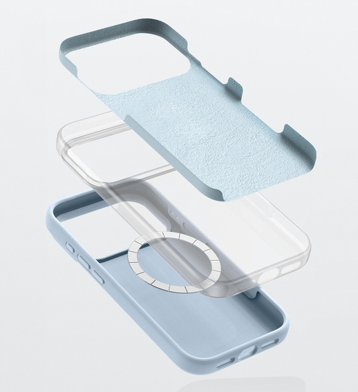 Manșon din silicon pentru iPhone 17 Pro, pentru MagSafe, antișoc, albastru