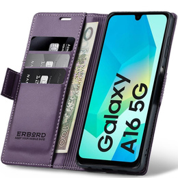 Husă pentru Samsung Galaxy A16, ERBORD Glossy Litchi, portofel cu clapetă, violet