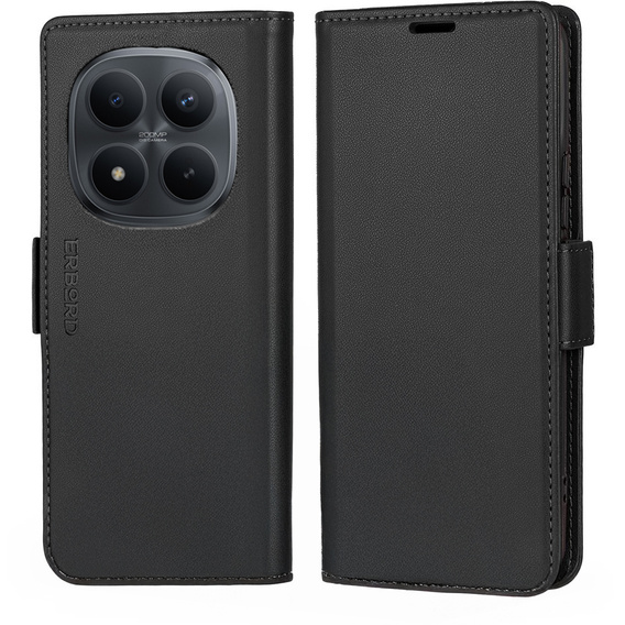 Husă flip lucioasă ERBORD Litchi pentru Xiaomi Redmi Note 15 Pro 4G