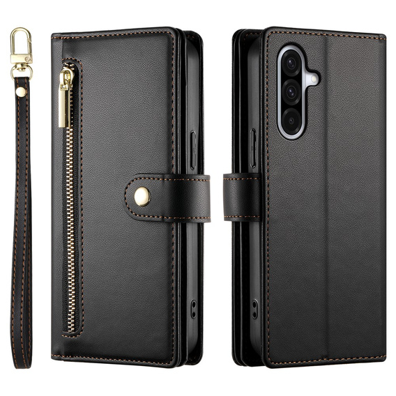 Wallet Zipper Pocket flip caz pentru Samsung Galaxy A17 5G, Wallet Zipper Pocket, negru