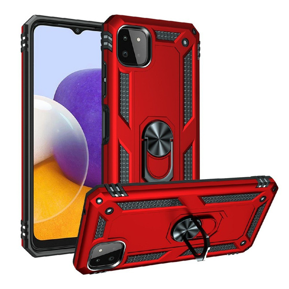 Husă blindată pentru Samsung Galaxy A22 5G, Nox Case Ring, roșu