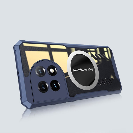 Carcasă pentru OnePlus 11 5G, cu placă magnetică, transparent / albastru marin