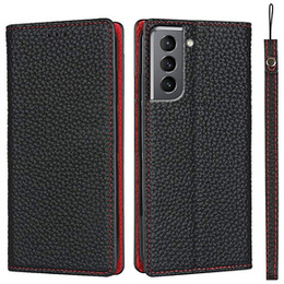 Husă din piele pentru Samsung Galaxy S22, ERBORD Grain Leather, negru