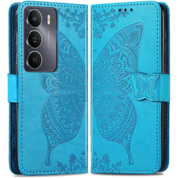Cu clapetă pentru Realme 14X / Realme C75, Butterfly, albastru