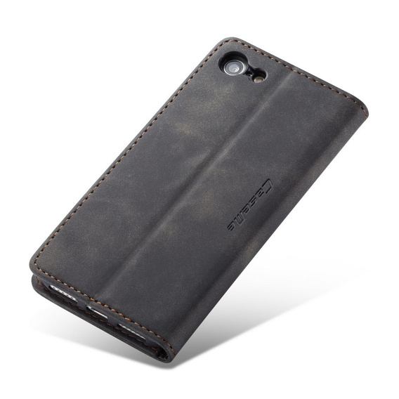Husa CASEME pentru iPhone 7/8/SE 2020/SE 2022, Leather Wallet Case, negru