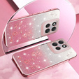 Husă pentru Motorola Moto G86 5G, Glitter Flower, roz rose gold