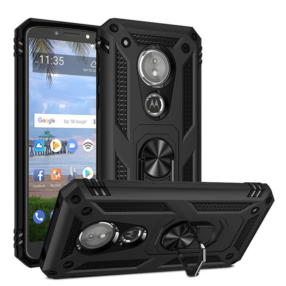 Husă blindată pentru Motorola Moto E5 / G6 Play, Nox Case Ring, negru