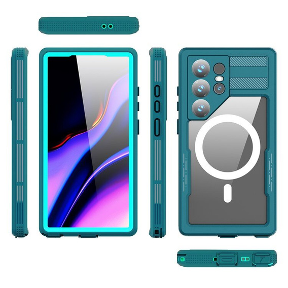 Husă impermeabilă pentru Samsung Galaxy S24 Ultra, Redpepper, pentru MagSafe, albastru