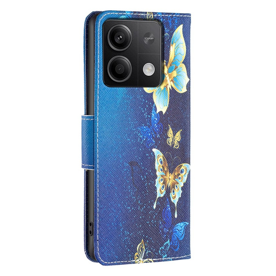 Cu clapetă pentru Xiaomi Redmi Note 13 5G, Wallet, Butterflies albastru