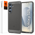 Carcasa Spigen pentru Samsung Galaxy S25, Rugged Armor MagSafe, gri + Tempered Glass 9H