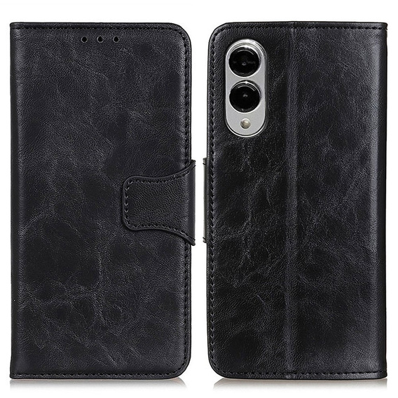 Cu clapetă pentru Samsung Galaxy S25 Edge, Crazy Horse Wallet, negru